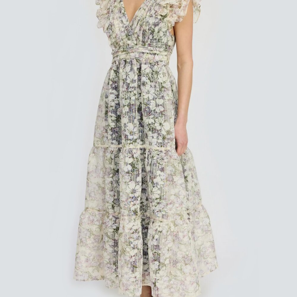 En Saison Floral Lace Maxi Dress in Cream and Green NEW WITH TAGS - Picture 4 of 11